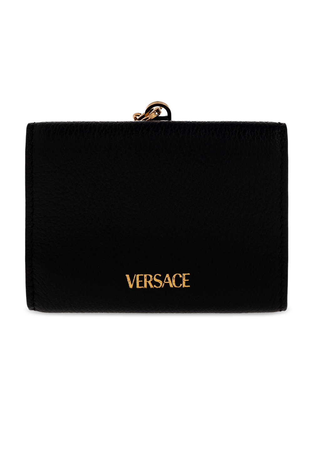 【関税＆送料込み】Versace Wallet With Chain Versace Metallic Gold Leather Medusa Chain Wallet Bag - 143D1A